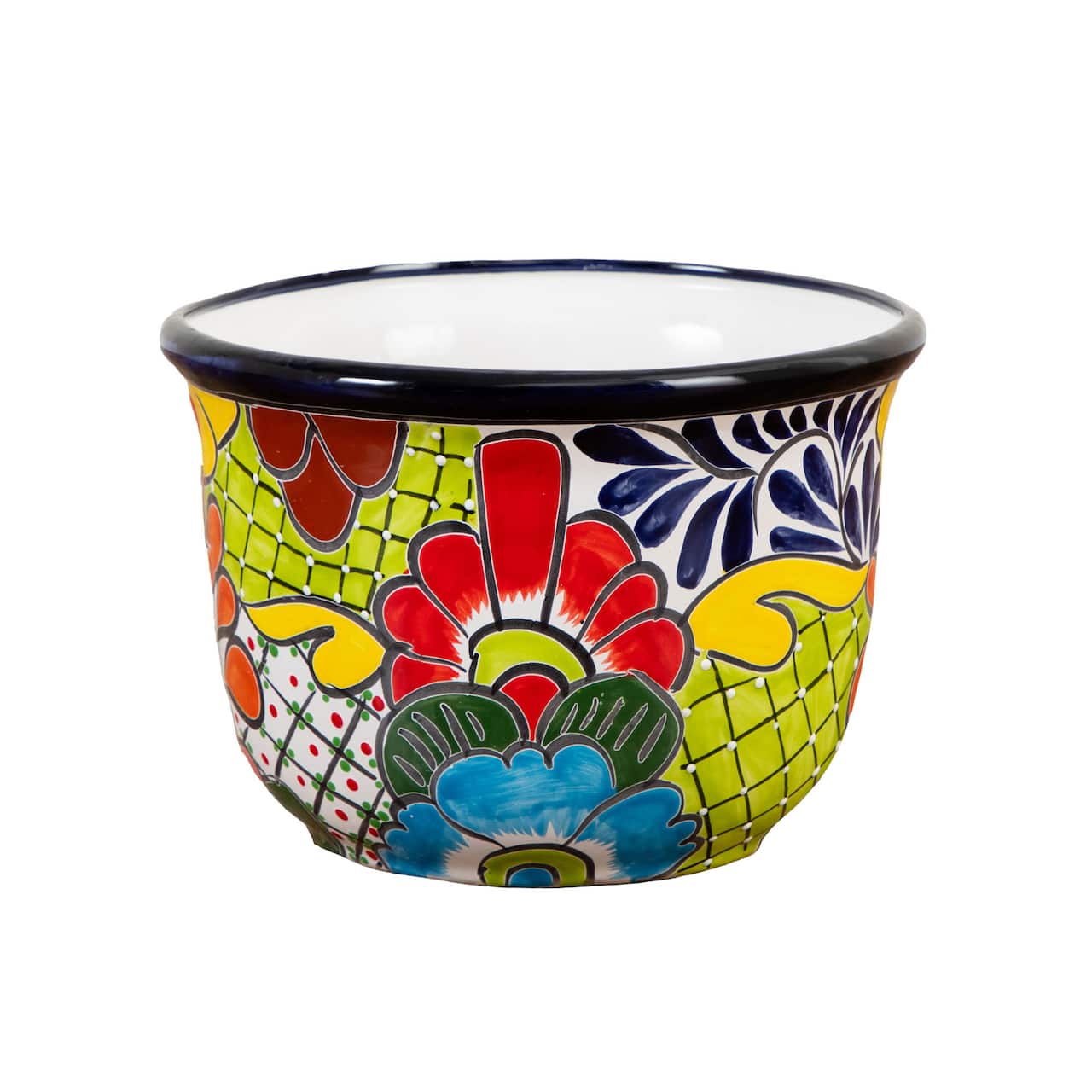 12.5" Handmade Mexican Talavera Ceramic Planter